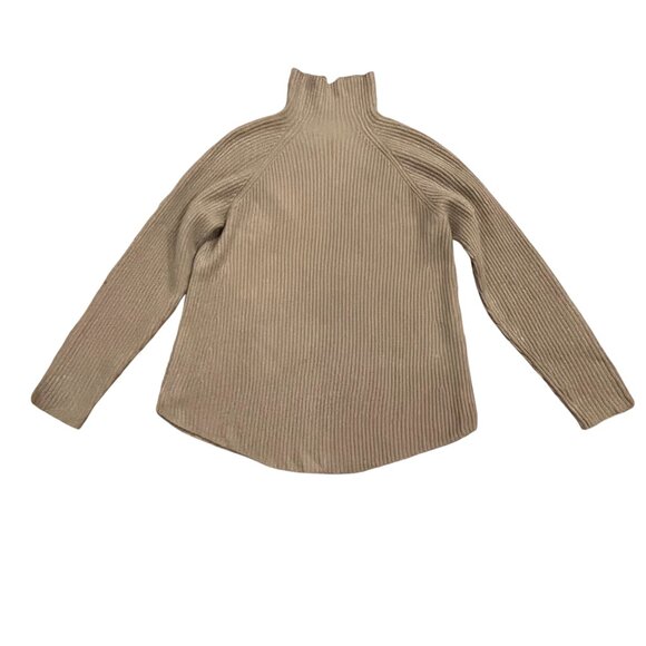 Theory Cashmere Moving Rib Turtleneck Sweater, Tan S - Picture 7 of 9